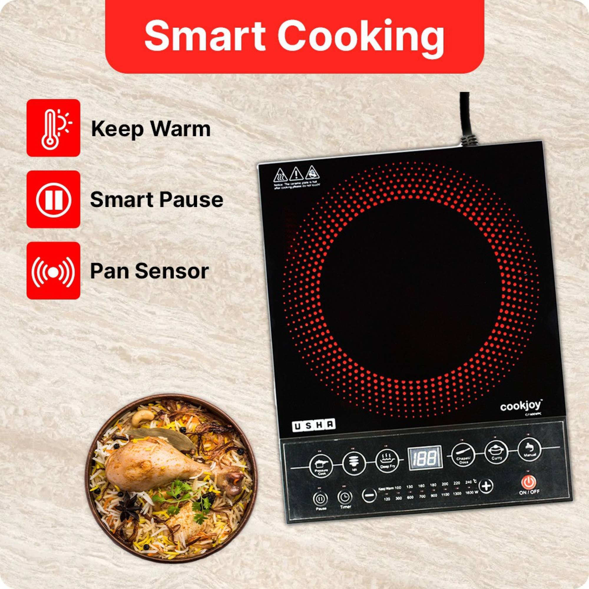 Usha induction 2024 cooktop 1600w